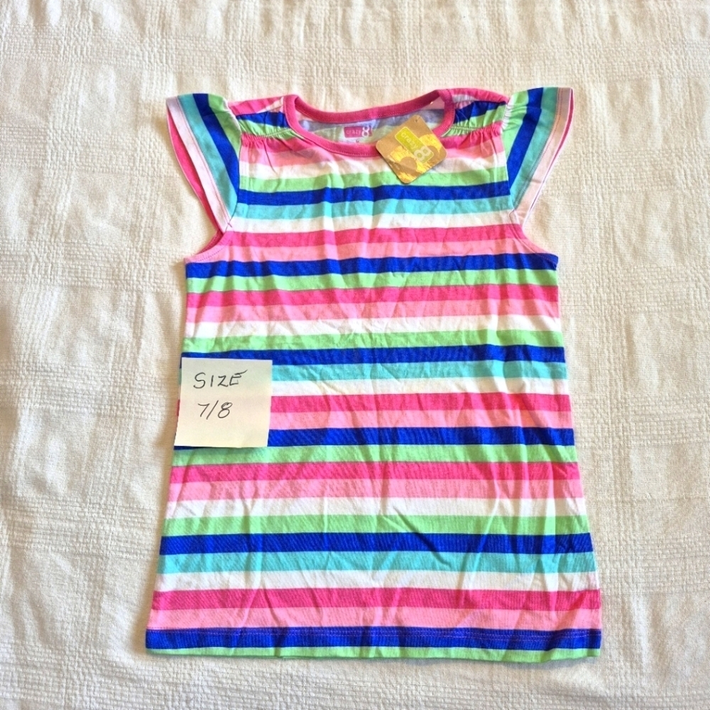 Crazy 8 girls size 7/8 or Medium cap sleeve striped shirt, NWT